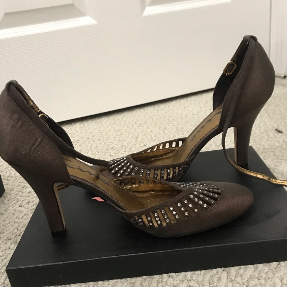 Bronze Nina Evening Shoes with Stone Detailing